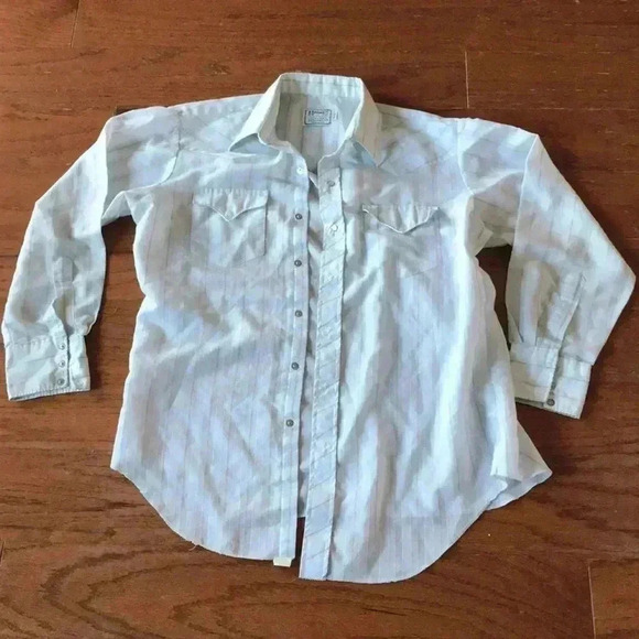 Vintage H Bar C western white missing snaps shirt - Picture 1 of 6
